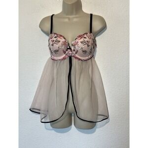 Victoria's Secret Lingerie Babydoll Dress‎ Nightie Slip Negligee Bra 34D Fairy